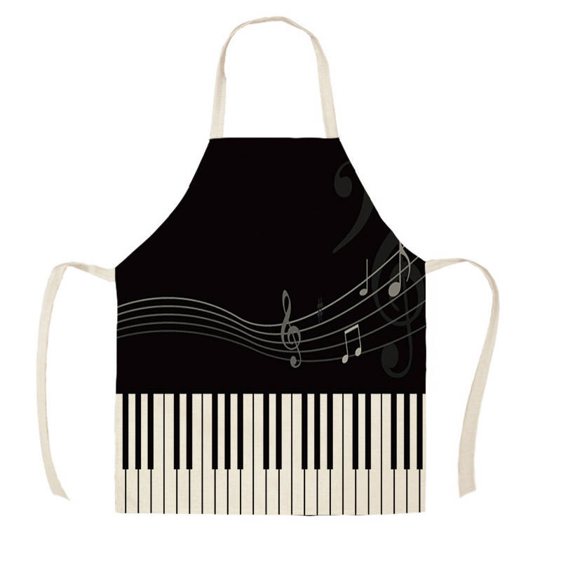 Музика Символ Дизайн Шаблон Кухненски престилки за жена Мъж Домашно готвене Магазин за печене Почистване Памучно бельо Престилка Aventais