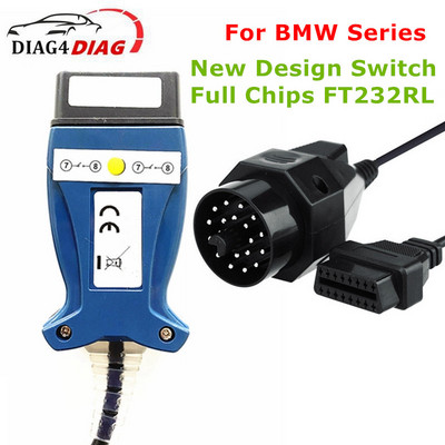 Пълен чип за BMW INPA K DCAN K+CAN FTDI FT232RL чип USB диагностичен интерфейс INPA Съвместим за BMW Series Нов дизайн Превключвател