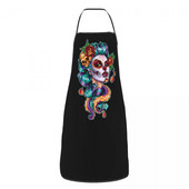 Șorțuri cu tatuaj cu craniu de zahăr cu flori pentru bărbați, femei, ziua morților, pentru adulți, bucătar, bucătar, tablier, bucătărie, gătit, coacere, grădinărit