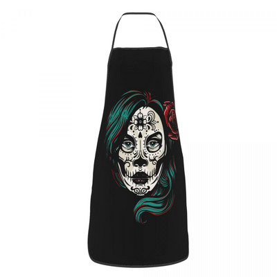 Șorțuri cu tatuaj cu craniu de zahăr cu flori pentru bărbați, femei, ziua morților, pentru adulți, bucătar, bucătar, tablier, bucătărie, gătit, coacere, grădinărit