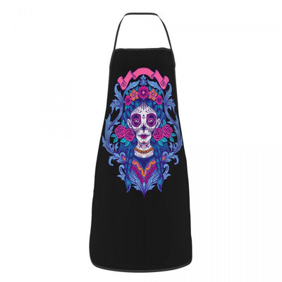 Șorțuri cu tatuaj cu craniu de zahăr cu flori pentru bărbați, femei, ziua morților, pentru adulți, bucătar, bucătar, tablier, bucătărie, gătit, coacere, grădinărit