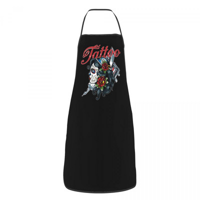Șorțuri cu tatuaj cu craniu de zahăr cu flori pentru bărbați, femei, ziua morților, pentru adulți, bucătar, bucătar, tablier, bucătărie, gătit, coacere, grădinărit