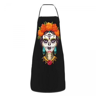 Șorțuri cu tatuaj cu craniu de zahăr cu flori pentru bărbați, femei, ziua morților, pentru adulți, bucătar, bucătar, tablier, bucătărie, gătit, coacere, grădinărit