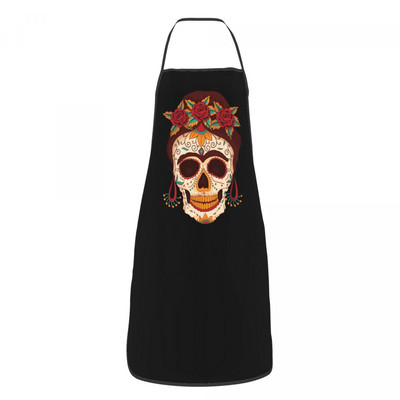 Șorțuri cu tatuaj cu craniu de zahăr cu flori pentru bărbați, femei, ziua morților, pentru adulți, bucătar, bucătar, tablier, bucătărie, gătit, coacere, grădinărit