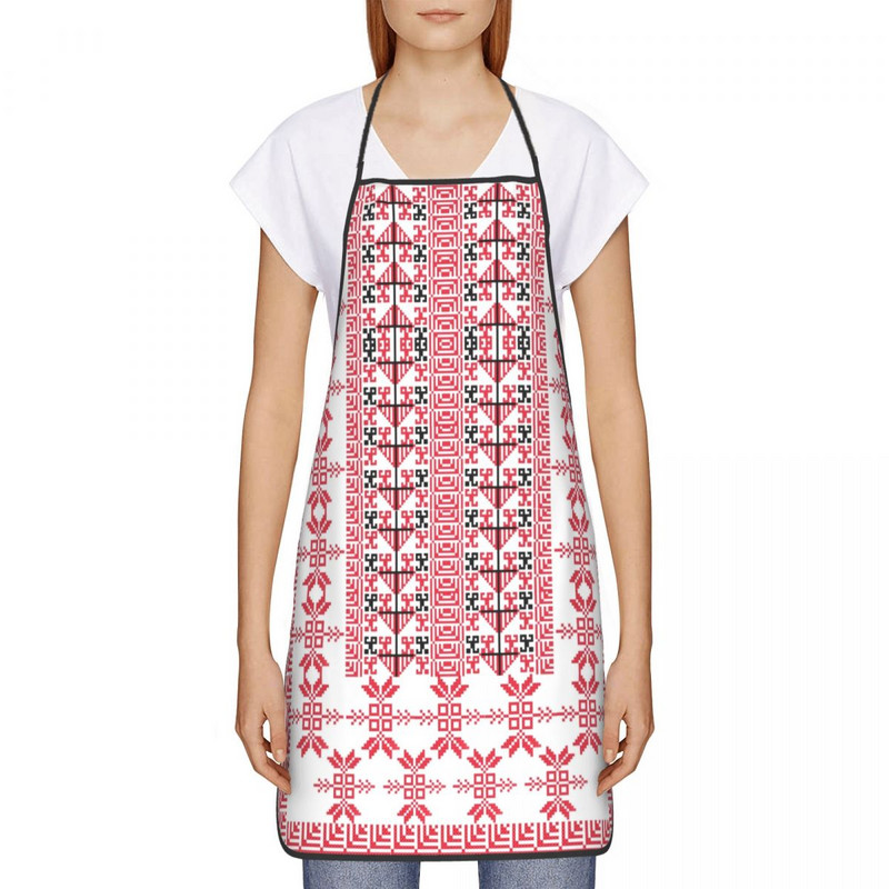 Палестина престилка за бродерия на кръст Жени Мъже Унисекс лигавник Палестинска арабска татриз Кухня Готвене Таблиер Кухня Шеф готвач Печене
