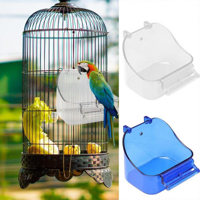 Bird Bath For Cage Parrot Pet Bird Bath Box With Double Hooks Parrot Bathing Tub Bird Cage Accessory Bathing Tub for Small Bir
