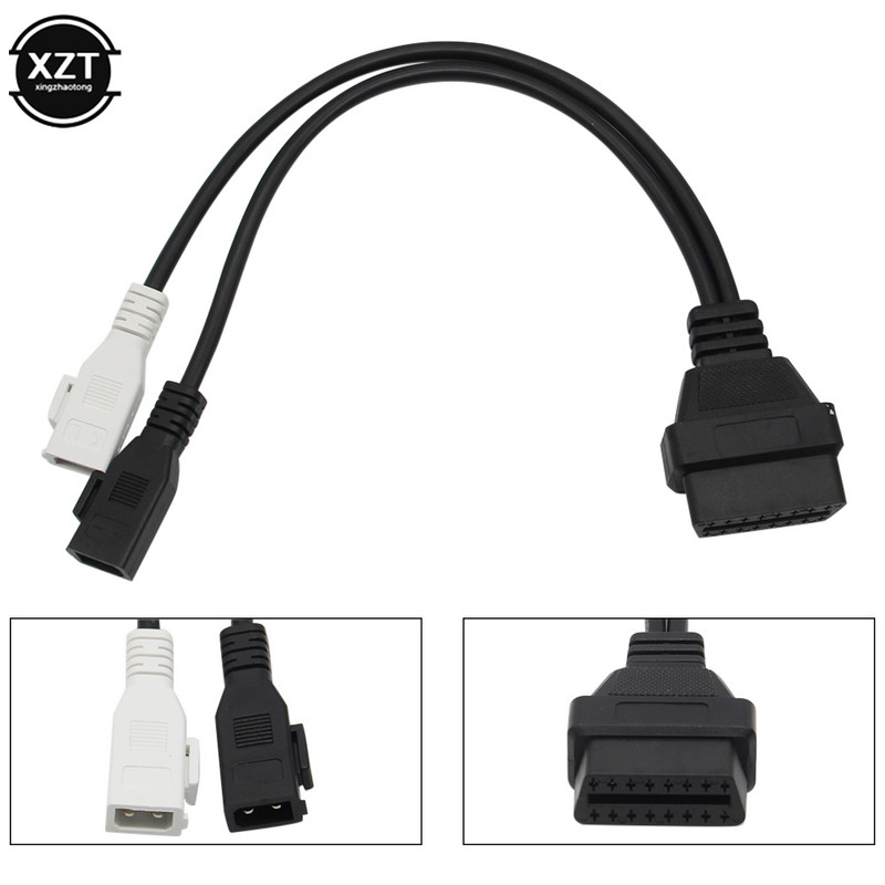 2P+2P iki 16Pin OBD2 kabelio VAG adapteris, skirtas AUDI 2X2 OBD1 OBD2 automobilio diagnostikos kabeliui 2P+2P iki 16Pin Moteriška jungtis, skirta VW/Skoda