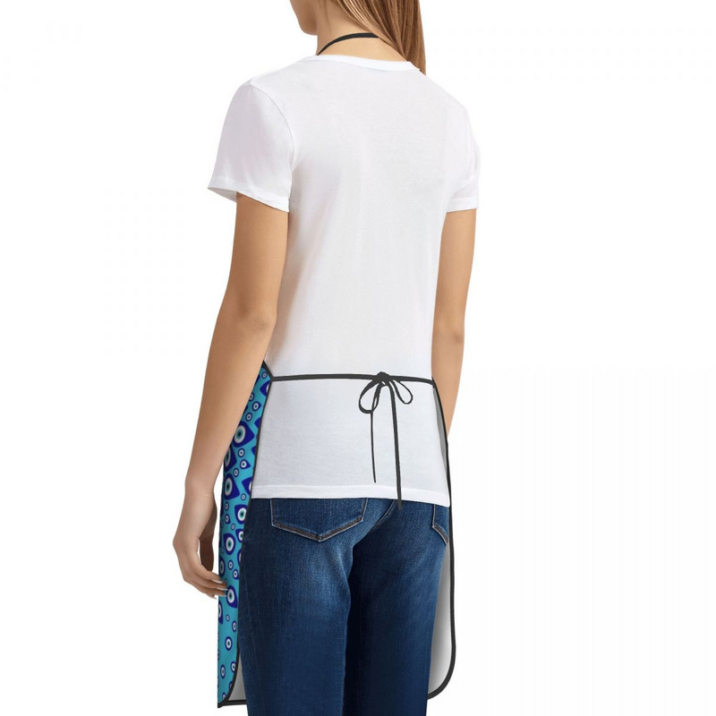 Забавна турска престилка с кръгъл лигавник Evil Eye Жени Мъже Унисекс Кухненски готвач Nazar Charm Tablier Кухня за готвене Печене Живопис