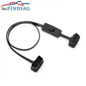 30cm/60cm 16Pin OBD2 Cablu adaptor cablu prelungitor plat + subțire ca tăiței OBDII mufă conector mamă la femelă cu comutator ON/OFF