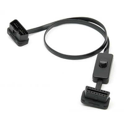 30cm/60cm 16Pin OBD2 Cablu adaptor cablu prelungitor plat + subțire ca tăiței OBDII mufă conector mamă la femelă cu comutator ON/OFF