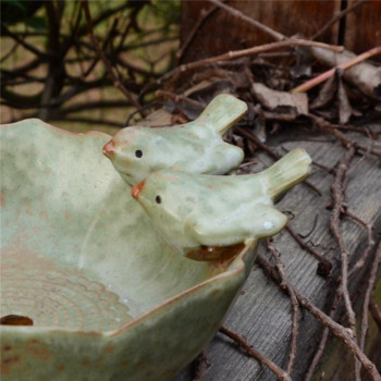 Bird Bath Creative Bird Feeder Bird Bowl Κεραμικό λουτρό νερού Bird Bath Feeding Station Διακόσμηση κήπου Αξεσουάρ πουλιών