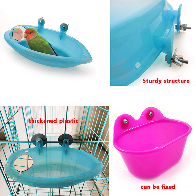 Водна вана за птици за клетка за домашни любимци Висяща купа Папагал Папагал Вана за птици+огледало Вана за птици