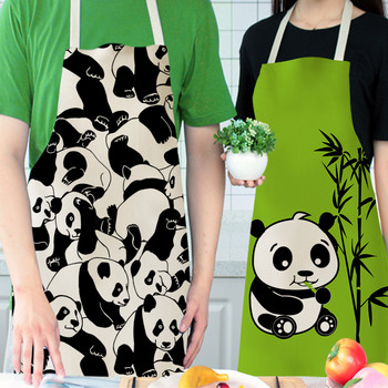 Cartoon Panda Πολυλειτουργική λινή ποδιά φόρεμα κήπου Παιδικές ποδιές για γυναίκα άντρας Παιδικά ροζ αξεσουάρ ψησίματος κουζίνας