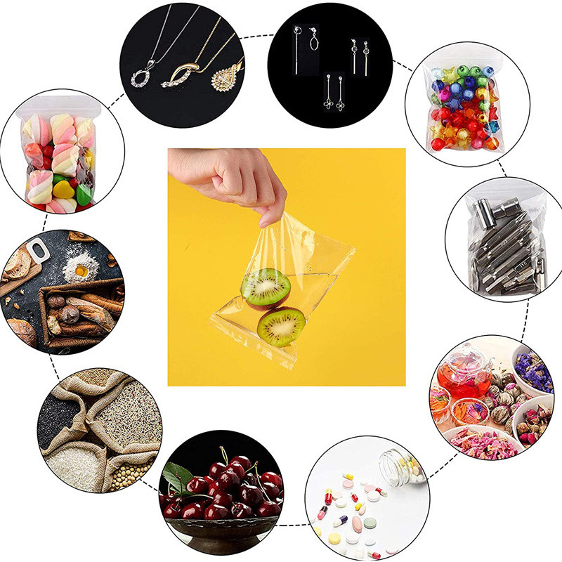 100 бр./чанта Многократно използваеми найлонови торби Прозрачна чанта за бижута с цип и цип Затваряща се многократно полиетиленова прозрачна опаковъчна чанта с различни размери
