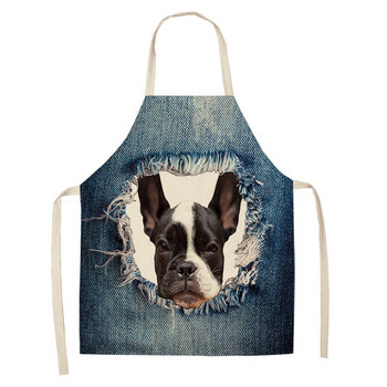 Ποδιές κουζίνας με μοτίβο σκύλου Βαμβακερά λινό Unisex Ποδιά δείπνου Κουζίνα Αστεία Pinafore Εργαλεία καθαρισμού Baking Tablier Cuisine
