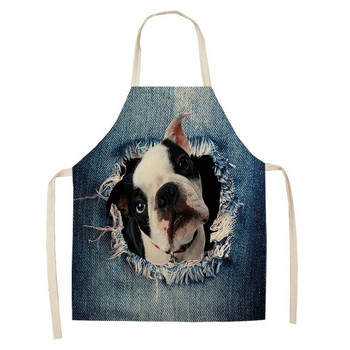 Ποδιές κουζίνας με μοτίβο σκύλου Βαμβακερά λινό Unisex Ποδιά δείπνου Κουζίνα Αστεία Pinafore Εργαλεία καθαρισμού Baking Tablier Cuisine