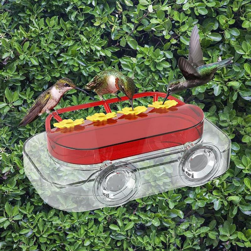Прозоречна хранилка за колибри Непропускливи прозоречни хранилки за колибри със здрави вендузи 4 прозоречни хранилки за птици Портове за хранене за