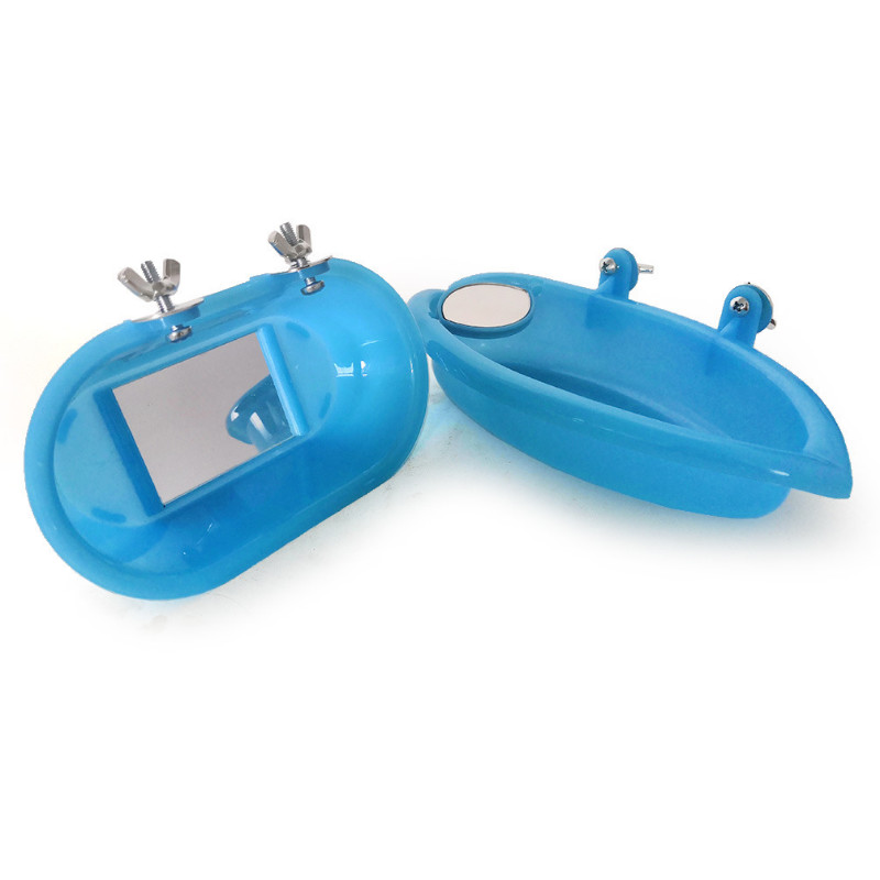 Вана за птици с огледало за птици Малка овална вана за птици Аксесоари за клетка за домашни любимци Вана за папагал Душ Принадлежности за къпане Стояща кутия