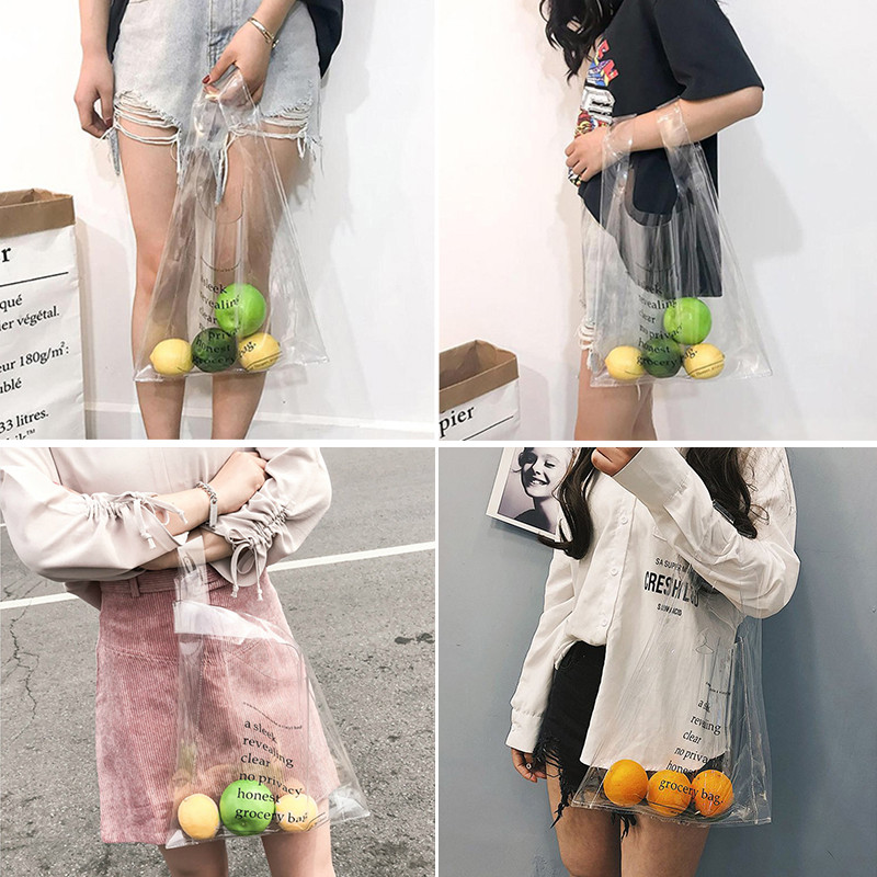 Универсална пазарска чанта от PVC, прозрачна, с голям капацитет, преносими унисекс портмонета, чанти, чанти за през рамо за многократна употреба, нови