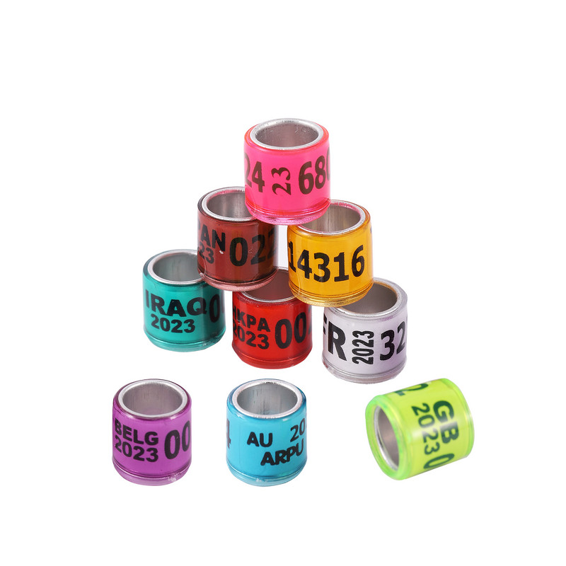 50 vnt. 2024 daugiaspalvis karvelio pėdos žiedas su žodiniais auskarais Kokybiški patvarūs paukščių žiedai, lenktyniniai balandžių pėdų žiedai paukščiams