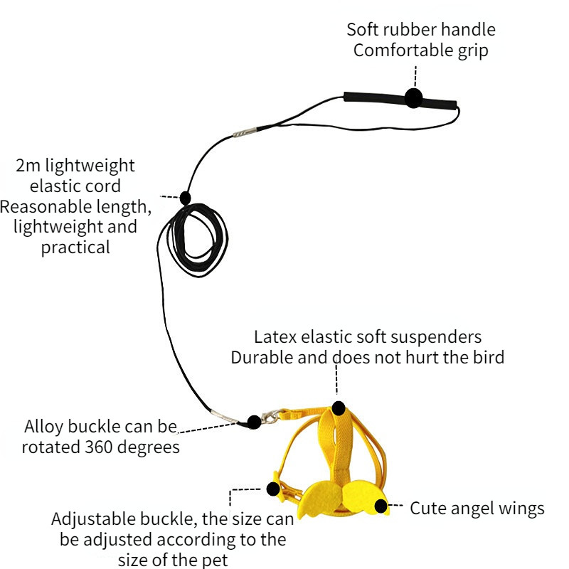 Regulējama papagaiļu putnu siksnas siksnas komplekts pret sakodienu treniņu siksna papagaiļiem brīvā dabā lidojoša virve mazajiem putniem