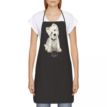 Westie West Highland Terrier Dog Кухненски престилки за печене Полиестер Сладко кученце Bib Tablier за унисекс готвач подарък