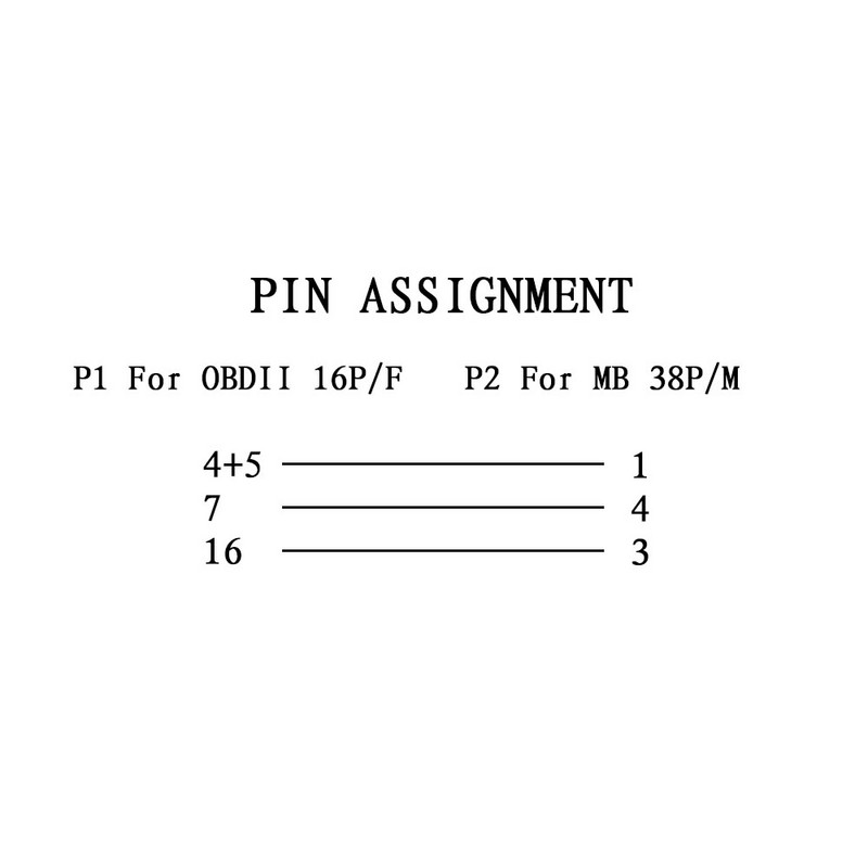 MB 38-пинов към 14-пинов OBD2 OBD диагностичен адаптер за Mercedes 38-пинов OBD 38-пинов конектор за Benz Бърза доставка, високо качество