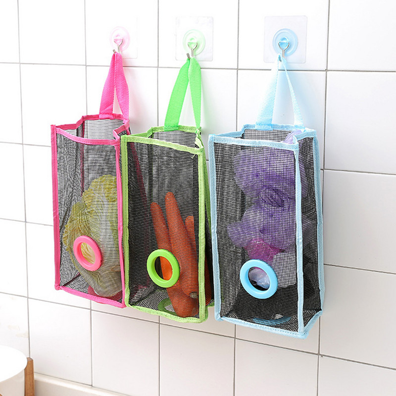 Чанта за съхранение Чанта за съхранение Висящо кошче за съхранение Кухня Поставка за торба за хранителни стоки Органайзер Найлонови торбички Диспенсър за съхранение 30x14,5x10cm