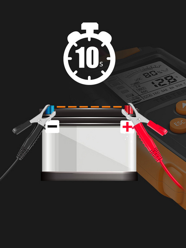 Анализатор на акумулатори Тестер за автомобилни акумулатори за мокър/гел/оловно-киселинен цифров CCA 12V 24V инструменти за автоматична диагностика Инструмент за зареждане