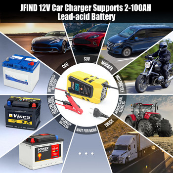 Jfind 12V Pulse Repair 6A Lead-acid lithium Car Battery Charger for Car/Motorcycle LCD Display тестер за батерии Fast Charge