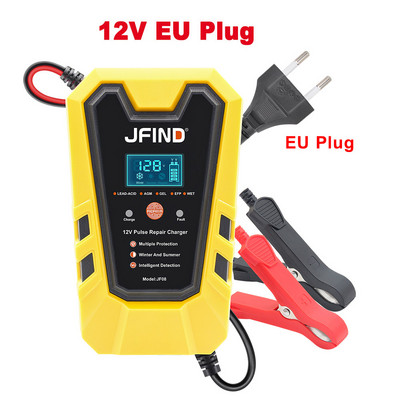 Jfind 12V Pulse Repair 6A Plumb-acid Litiu încărcător de baterie de mașină pentru mașină/motocicletă LCD Display tester de baterie Încărcare rapidă