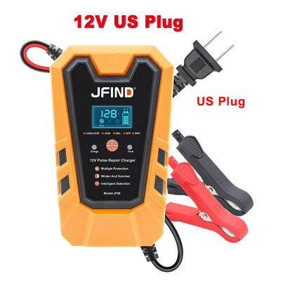 Jfind 12V Pulse Repair 6A Plumb-acid Litiu încărcător de baterie de mașină pentru mașină/motocicletă LCD Display tester de baterie Încărcare rapidă