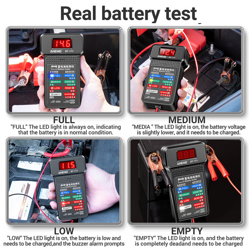 12V auto aku tester 100-2000CCA aku koormuse tester LCD ekraan automaatne käivitus laadimissüsteem aku generaatori analüsaator