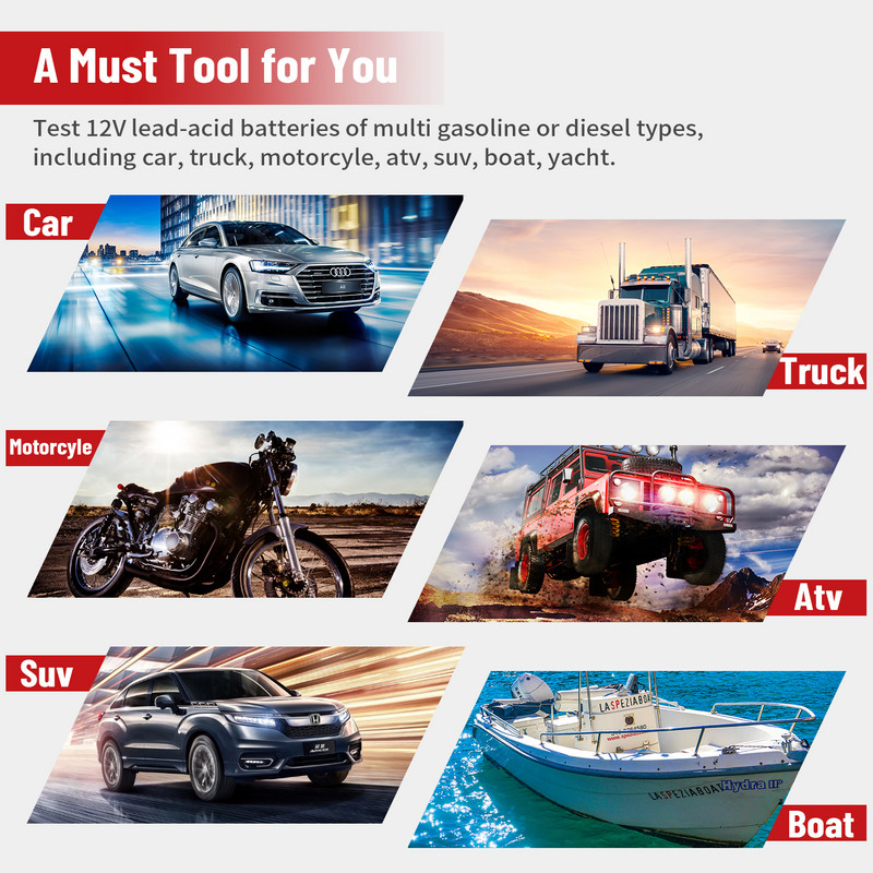 Romondes BT200 Тестер за автомобилни акумулатори 12V 100-2000 CCA Система за откриване на акумулатори Автоматичен анализатор на акумулатори Инструмент за автомобилни акумулатори PK BM550