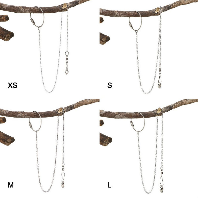 4 размера Обучение за летене на открито Верига от стойка от неръждаема стомана Пръстен за крака на глезена Пръстен за крака на птицата Анкета за крака на папагал Верига