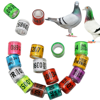 100Pc 2024 aluminijski plastični prsten za golublje stopalo s brojem i slovom Ptičja noga sa znakom Prstenovi za identifikaciju utrke mušica Kružni hodočasnici