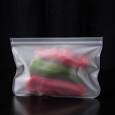 Geantă din silicon pentru depozitarea alimentelor, reutilizabilă, în picioare, cu fermoar.