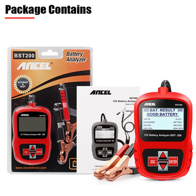 ANCEL BST200 Tester baterie auto 12V 1100CCA Instrument profesional pentru analizarea bateriei Scanner de diagnosticare auto în mai multe limbi