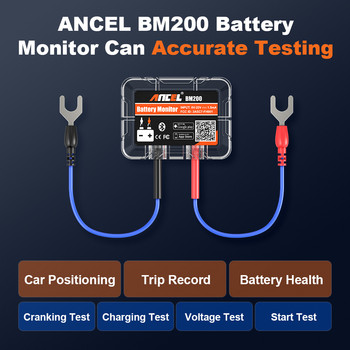 ANCEL BM200 Ασύρματο Bluetooth 12V Οθόνη μπαταρίας Παρακολούθηση υγείας μπαταρίας αυτοκινήτου Υποστήριξη δοκιμής μπαταρίας Max 4 Cars Monitor