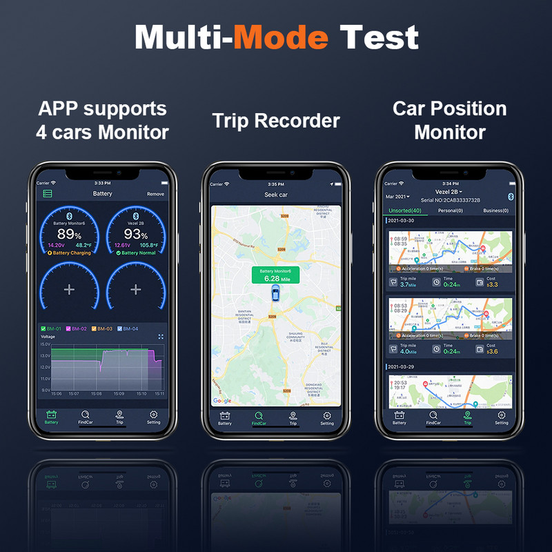 ANCEL BM200 Monitor fără fir Bluetooth 12V pentru baterie Monitorizarea sănătății bateriei de mașină Tester de baterie Suport Max 4 monitor de mașini
