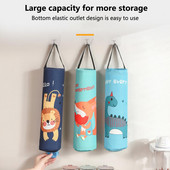 Organizator de sac de gunoi montat pe perete cu design cu deschidere inferioară, cu model de animale din desene animate, suport pentru pungi de plastic, accesorii de bucătărie
