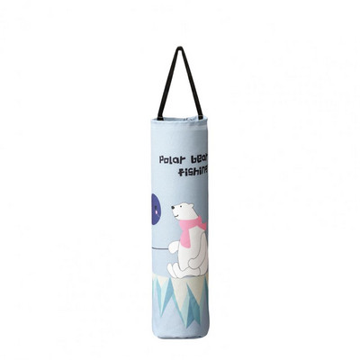 Organizator de sac de gunoi montat pe perete cu design cu deschidere inferioară, cu model de animale din desene animate, suport pentru pungi de plastic, accesorii de bucătărie