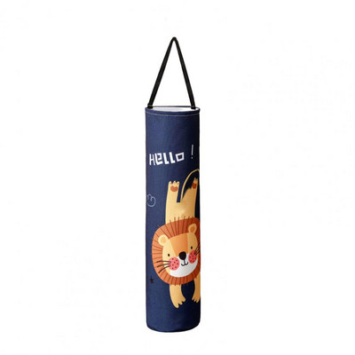 Organizator de sac de gunoi montat pe perete cu design cu deschidere inferioară, cu model de animale din desene animate, suport pentru pungi de plastic, accesorii de bucătărie