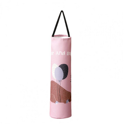 Organizator de sac de gunoi montat pe perete cu design cu deschidere inferioară, cu model de animale din desene animate, suport pentru pungi de plastic, accesorii de bucătărie