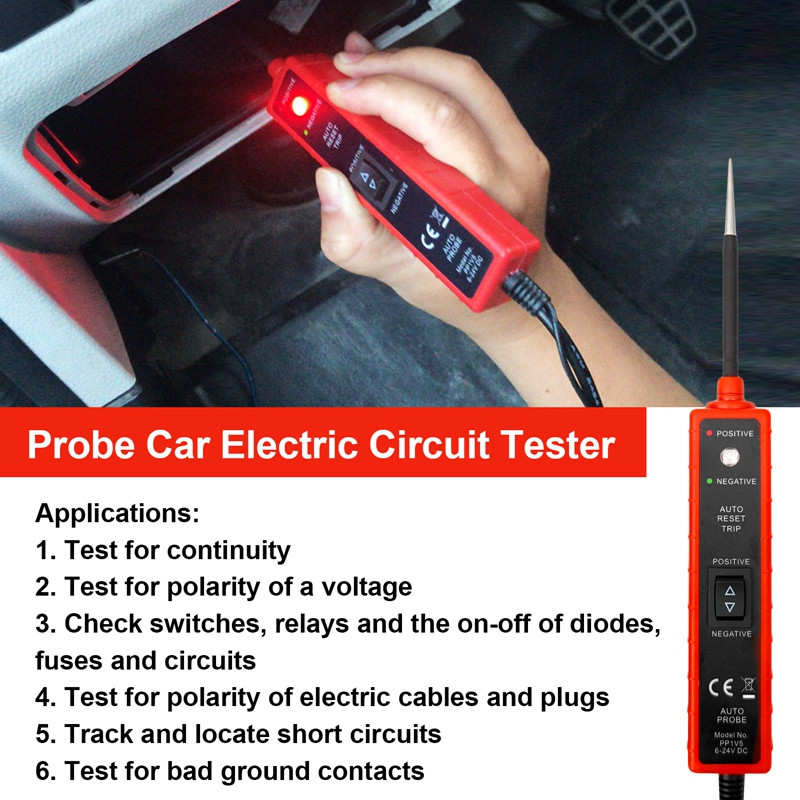 EM285 6-24V Tester pentru circuite electrice pentru mașină Tester de tensiune pentru sondă de putere Instrument pentru automobile