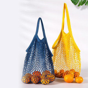 2021 ΝΕΕΣ επαναχρησιμοποιούμενες τσάντες παντοπωλείου Τσάντα φρούτων λαχανικών που πλένεται από βαμβακερό πλέγμα κορδόνι οργανική τσάντα οργάνωσης με κοντή λαβή Διχτυωτή τσάντα