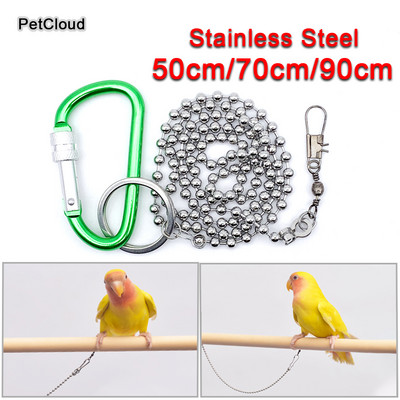 50/70/90cm Stainless Steel Bird Foot Chains Parrot Leash Bird Chain Anti Bite Rope Stand Chain Outdoor Flying Training Rope