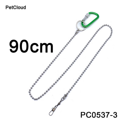 50/70/90cm Lanțuri din oțel inoxidabil pentru picioare de păsări Lesă de papagal Lanț de pasăre Coardă anti mușcătură Lant de suport Coarda de antrenament de zbor în aer liber