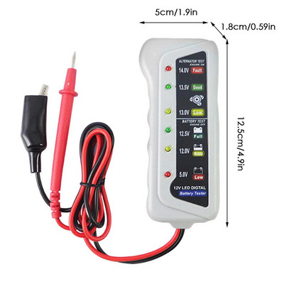 Verificator baterie auto Analizor baterie auto Instrument pentru baterii auto Verificator baterie cu indicator LED Instrument de diagnosticare Accesorii auto