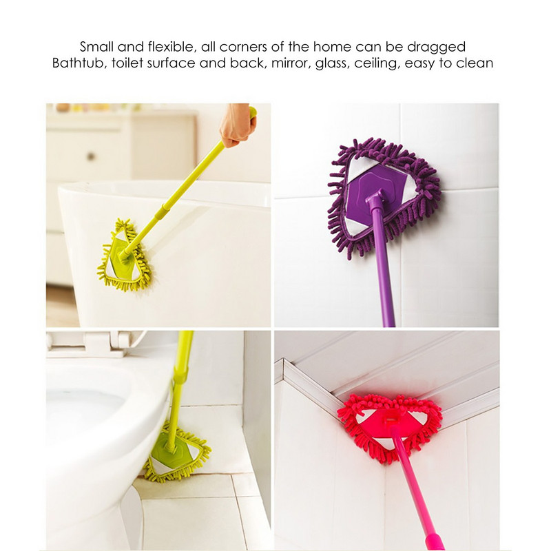 Mop de curățare triunghiular rotativ de 180 de grade Mini mop de curățare reglabil în cameră Perie de curățare a podelei de bucătărie Mop de curățare leneș